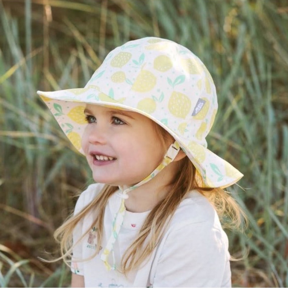Jan & Jul Grow With Me Lemon Fresh Sun Hat, 100% Cotton UPF 50+, 2-5Y, Size L